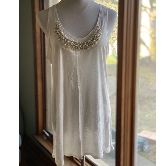Loveappella Beaded Bodice Tank In Cream - Picture 3 of 4